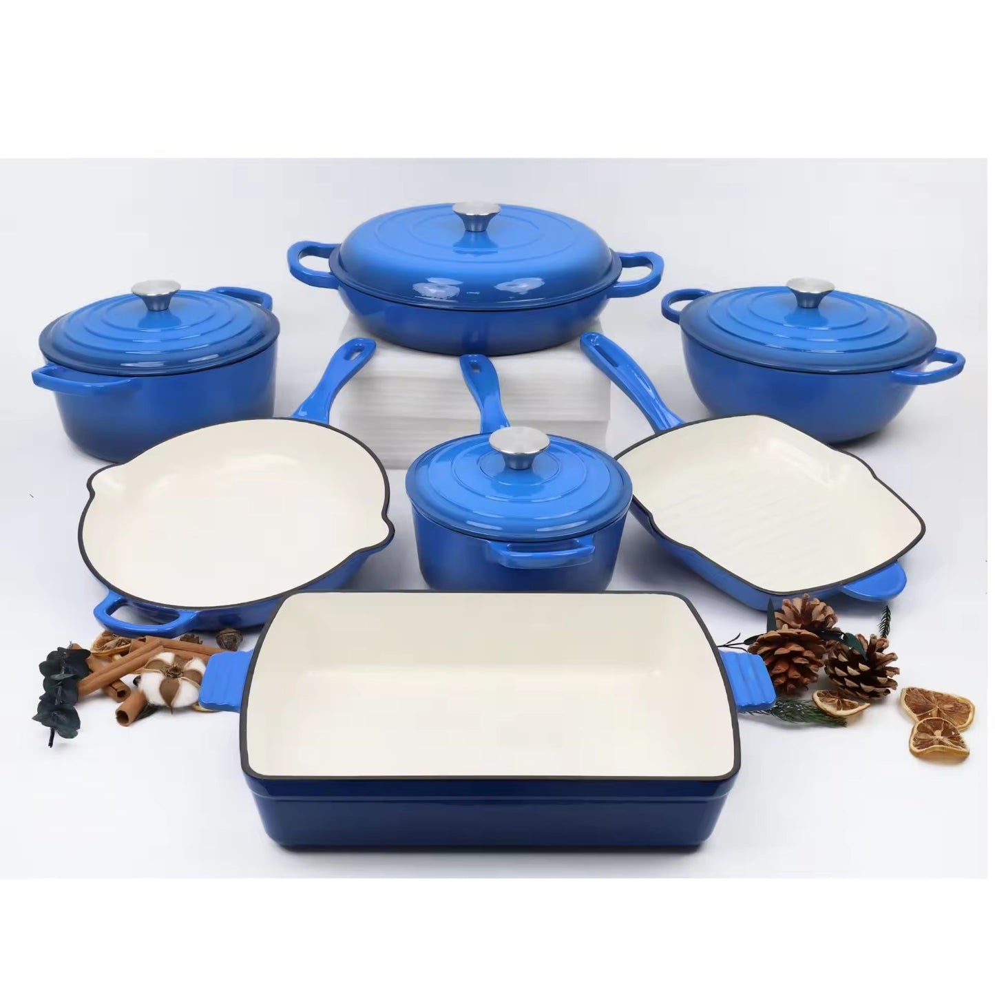 cocotte en fonte bleu vif