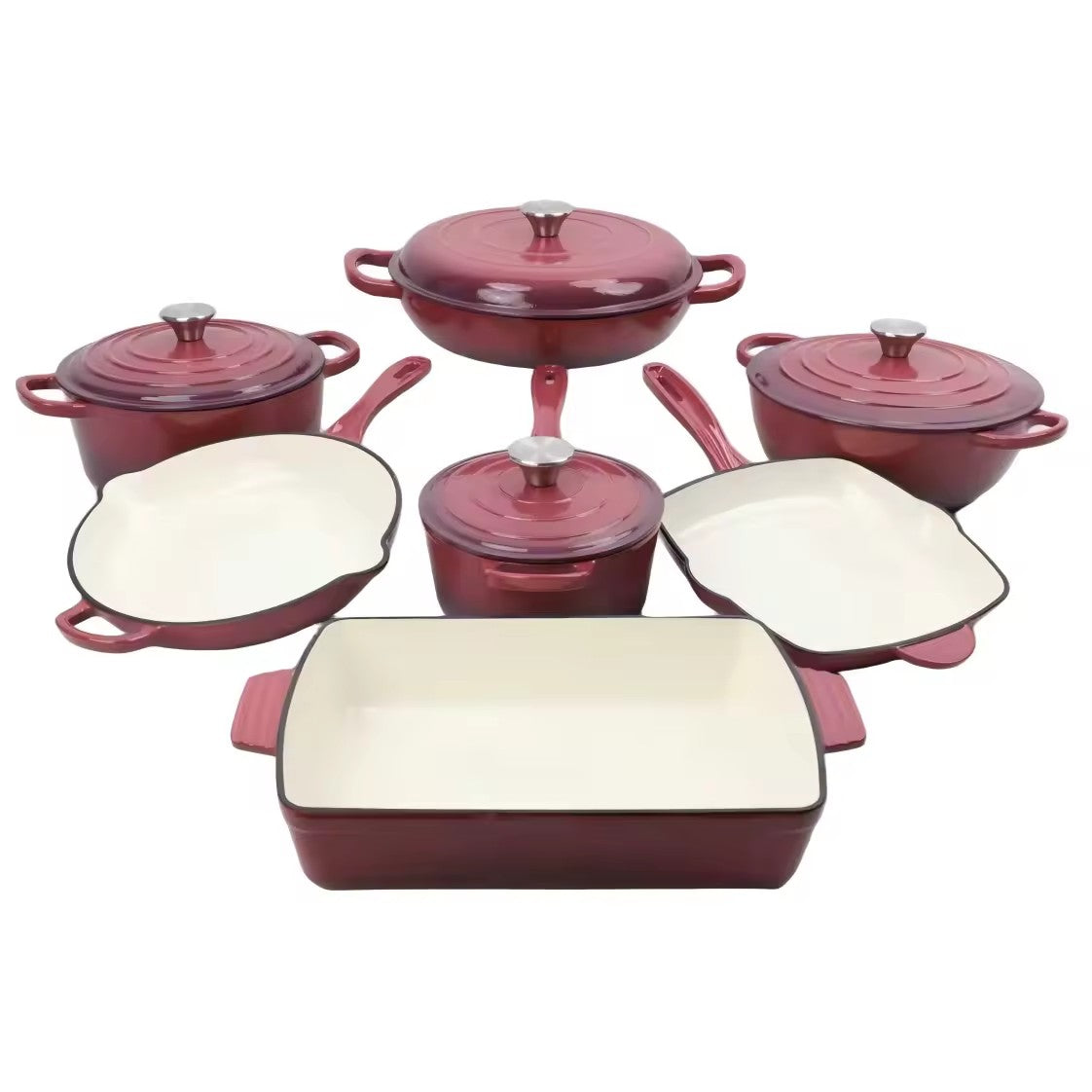 cocotte en fonte rouge vin
