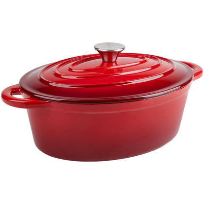cocotte fonte ovale rouge couvercle