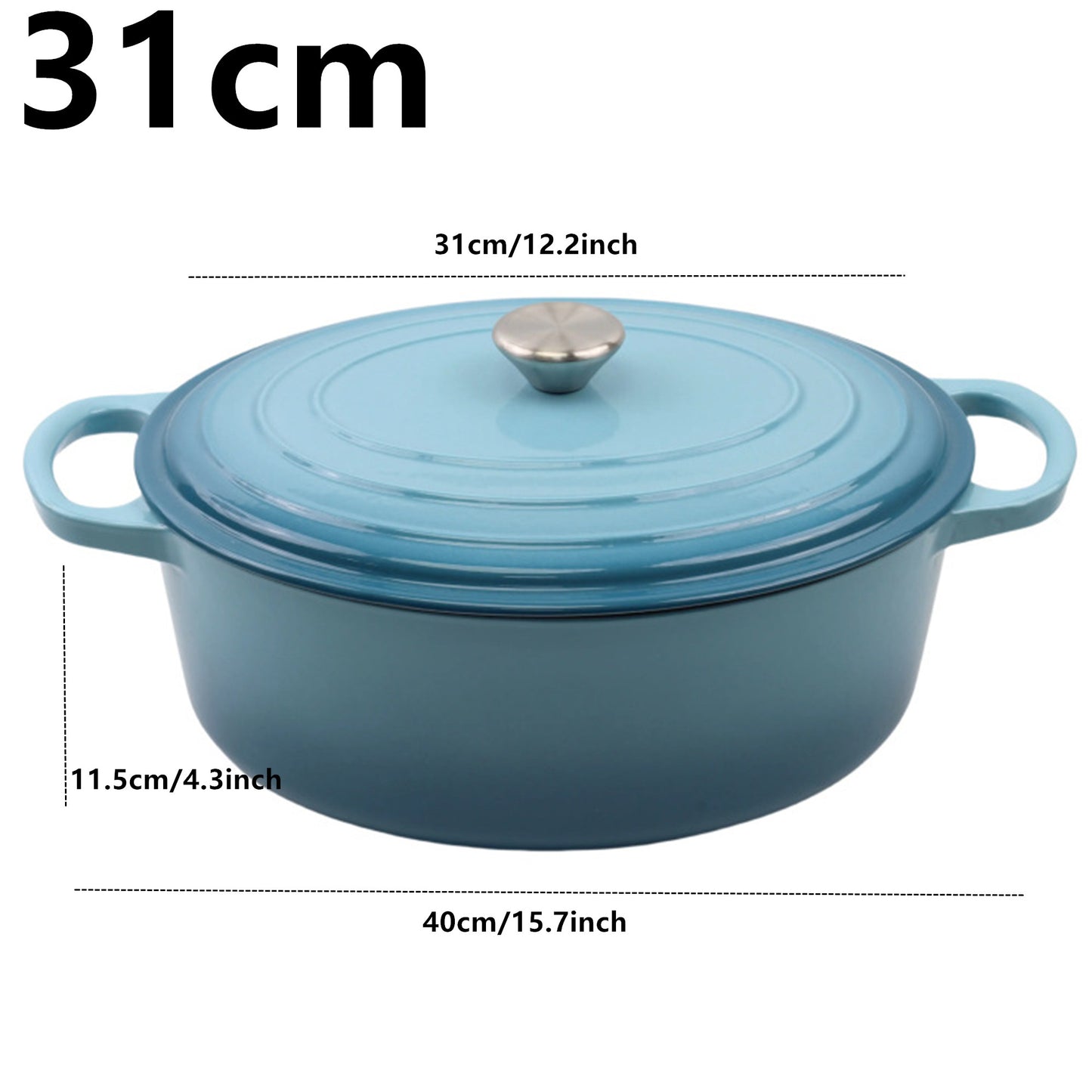 cocotte fonte ronde bleu couvercle