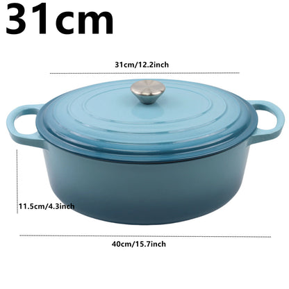 cocotte fonte ronde bleu couvercle