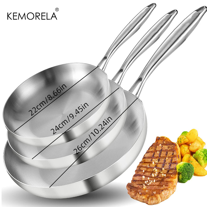 poele inox ensemble 3 pieces 22 24 26 cm