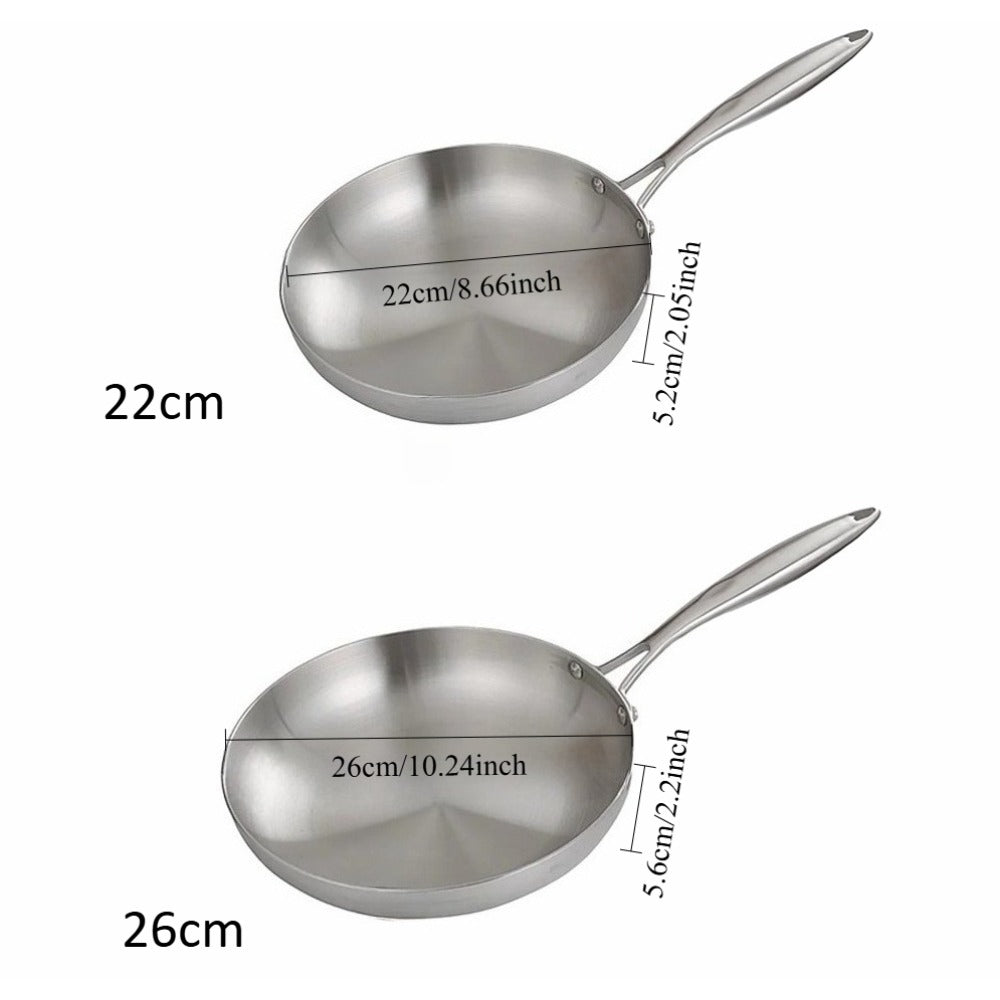 poele inox grandeur 22cm et 26cm